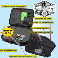 Twisted Stringz Deluxe Yo-Yo BIG Bag - YoYo Carry Case - Holds 24 Yo-Yos- Triple Stitch Shoulder Strap - Double Graphics