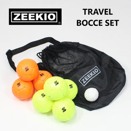 Zeekio Travel Bocce Set - Weather Resistant - Indoor Outdoor- Comes With Nylon and Mesh Adjustable Drawstring Carry Bag!