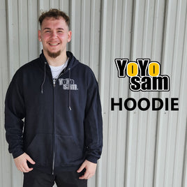 YoYoSam Black Hoodie- Zipper Logo Sweatshirt Jacket Hoody